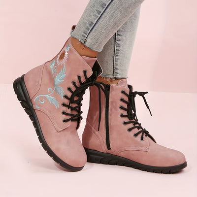 Floral Delight: Women's Embroidered Short Boots for Fashionable Comfort