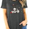 Frosty Chic: Snowman Print Tee - A Trendy Casual Short-Sleeve Crew Neck T-Shirt for Women's Wardrobe