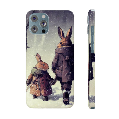 Rabbits in adventurer Phone Case, Rabbit walk in the snow Phone Cases, Case-Mate