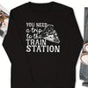 Stylish Train Station Print Sweatshirt: A Chic Addition to Your Casual Wardrobe!