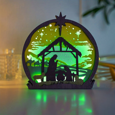 Nativity Scene: Exquisite 3D Wooden Art Carving for Holiday Décor and Memorable Art Night Light