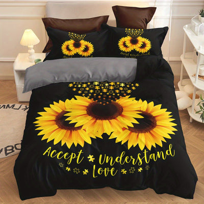 Vibrant Sunflower Dreams: Duvet Cover Set for a Soft and Stylish Bedroom! (1*Duvet Cover + 2*Pillowcases, Without Core)