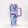 40oz Colorful Cartoon Pattern Stainless Steel Tumbler with Lid, Straw, and Handle - Perfect for Summer Drinks on the Go