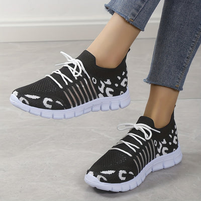 Step into Style and Comfort with Women's Mesh Breathable Print Woven Sneakers