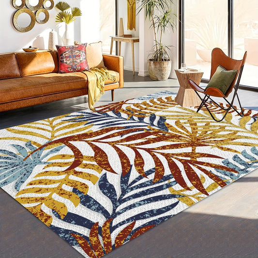 This stylish modern leaf pattern mat is a perfect addition to any home. It is made of durable polypropylene and is water-resistant and easy to clean. Multi-functional, this mat can be used as a floor rug, a bath mat, or a kitchen mat.