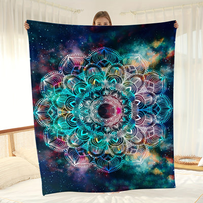 Bohemian Flowers: Super Soft Mandala Totem Flannel Blanket for Kids and Adults - Premium Plush Throw Blanket for Bedroom, Bed, Sofa, Chair - Perfect Birthday and Christmas Decor Gift