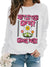 Blossoming Beauty: Letter Flower Print Pullover Sweatshirt for Women's Spring-Fall Wardrobe