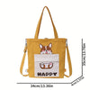 Cute Dog Print Tote Bag: Stylish and Versatile Canvas Crossbody Bag with Adorable Dog Pattern