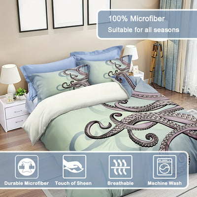 Octopus Print Bedding Set: Complete Your Bedroom Decor with this 3-Piece Duvet Cover Set (1*Duvet Cover + 2*Pillowcases, Without Core)