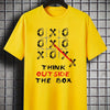 Summer Vibes: Men's Casual 'Think Outside the Box' Print Short Sleeve Crew Neck T-Shirt