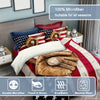 Home Run in Style: Baseball American Flag Print Duvet Cover Set for Ultimate Comfort and Patriotism(1*Duvet Cover + 2*Pillowcases, Without Core)