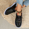 Stylish and Comfortable Leopard & Sunflower Pattern Print Canvas Shoes for Women - Lightweight Lace Up Flats with Slip-On Design