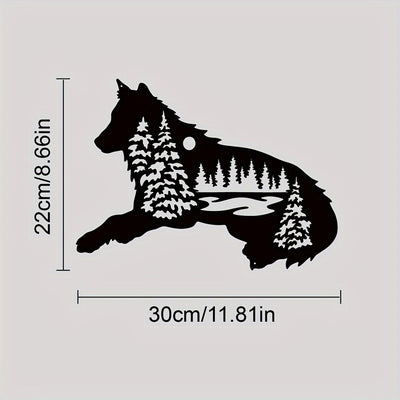 Lone Guardian: Night Forest and Wolf Metal Art Sign - A Majestic Wildlife Metal Sign for Nature Lovers and Art Enthusiasts - Perfect Housewarming & Christmas Gift