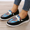 Lightweight Geometric Pattern Canvas Shoes for Women - Non-Slip Low Top Casual Walking Shoes in Black