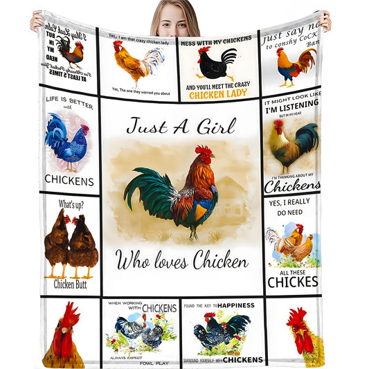 Our Cozy Rooster and Just a Girl Letter Printed Flannel Throw Blanket is the perfect lounging accessory for your couch, bed, sofa, car, camping, or travelling needs. Crafted from premium flannel for a luxuriously soft texture, this blanket is perfect for cozy nights at home or on-the-go. Enjoy enhanced warmth and comfort, wherever you go.