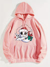 Festive Fun: Christmas Cartoon Pattern Hoodie - Women's Casual Drawstring Hooded Sweatshirt for Winter/Fall