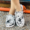 Spooktacular Women's Halloween Print Canvas Shoes: Lightweight, Low-Top, White Lace-Up Outdoor Shoes