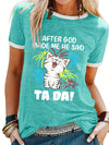 Cute and Casual: CAT LETTER PRINT Crew Neck T-Shirt - Must-Have Women's Top for Spring & Summer