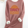 Turkish Chic: Women's Casual Long Sleeve Crew Neck Sweatshirt with Turkey Letter Print