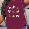 Purr-fectly Comfortable: Women's Plus Cats Print Casual T-Shirt with Crew Neck and Short Sleeves