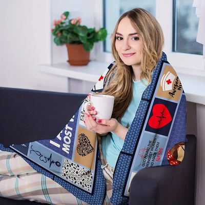 Cozy Nurse and Letter Print Flannel Blanket: Stay Warm and Stylish!