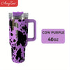 40oz Cow Series Print Stainless Steel Insulated Water Bottle - Tumbler With Handle, Straw & Lid - Perfect Birthday Gift & Home Kitchen Item!