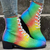 Stylish Rainbow Lace-Up Boots: Women's Colorful Sequins Decor Chunky Heel Boots for Fashion-Forward Dressers