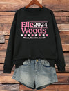 Stylish Plus-Size Casual Sweatshirt: Women's Plus Slogan Print Long Sleeve Round Neck Sweatshirt