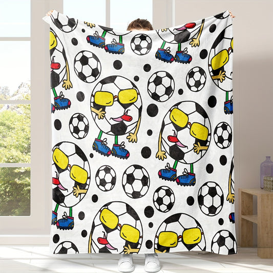 Football Fun Flannel Blanket - Lightweight and Cozy Throw for Kids - Perfect Gift for Bed, Couch, Camping, and Travel - All-Season Warmth