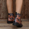 Stylish and Spooky: Women's Halloween Print Combat Boots - Lace-Up, Lug Sole Ankle Boots for Casual All-Match Appeal