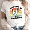 Cluck and Letter: Trendy Chicken Print Crew Neck T-Shirt for Women's Casual Spring/Summer Wardrobe