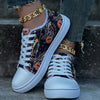 Wickedly Stylish: Women's Skull Print Canvas Shoes - Spook-tacular Casual Lace-up Outdoor Sneakers for Halloween Enthusiasts