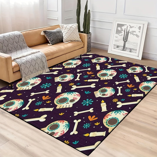Enhance your home's décor with the Skull Carpet Runner. This runner, made from high-quality material, features a spooky, but elegant skull design that's sure to add a unique touch to any room. With this runner you can bring to life a dark and mysterious atmosphere.