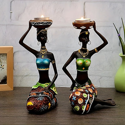 Exquisite African Women Candle Holders: Artistic Décor for Your Home, Office, and Special Occasions