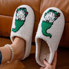 Cozy Cartoon Print Fuzzy Slippers: Slip-On Soft Sole Non-Slip Christmas Shoes for Winter Plush Comfort