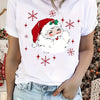 Festive Christmas Cartoon T-Shirt for Women: Stylish Crew Neck, Casual Short Sleeve Top for Spring/Summer Fashion