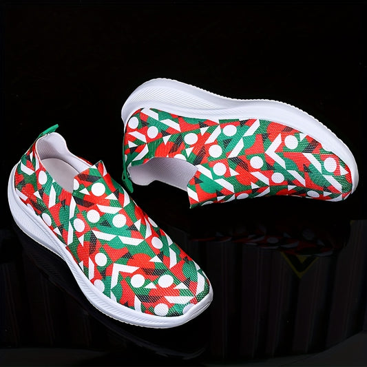 Festive Comfort: Christmas Print Non-Slip Running Shoes for Heightened Wear Resistance and Ultimate Comfort