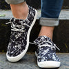 Lightweight Women's Skeleton Print Canvas Shoes - Lace-Up Halloween Loafers for Casual Low Top Sneakers