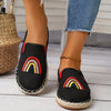 Vibrant Rainbow Embroidered Print Slip-On Shoes for Women: Lightweight and Comfy Travel Essential!