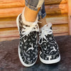 Warm and Whimsical: Women's Cartoon Print Fluffy Shoes - Lace-Up, Soft Sole Flats for Cozy Christmas Comfort