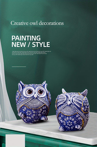 Add a playful touch to your home decor with our Whimsical Owls Trio. These charming blue and white art ornaments are sure to add a whimsical and charming feel to any room. Expertly crafted, they make for a delightful addition to your home.