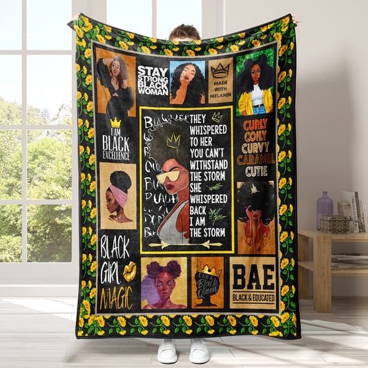 This African Women Blanket features a beautiful design of a black queen and is perfect for any Black History Month celebration or other time of the year. Ideal for adding a touch of style and comfort to any room. Made with high-quality fabric, it is durable and comfortable.