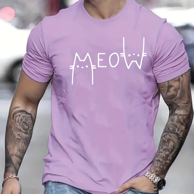 Cute Cartoon Cat Letter Print Tee: Cool and Comfy Men's Summer Shirt