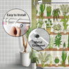 Whimsical Cactus Shower Curtain: Delightful Green Plant Bonsai Design for a Tropical Oasis in Your Bathroom