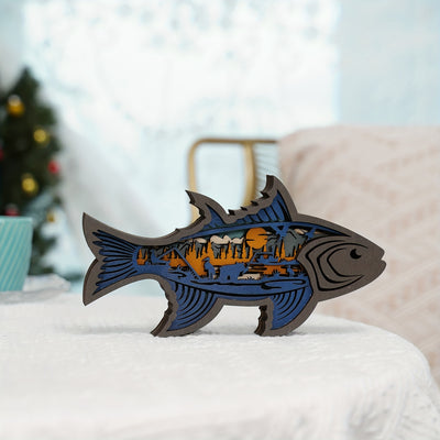 Fish Wooden Art Night Light: An Adorable Interior Decoration and Perfect Gift for Fishing Enthusiasts