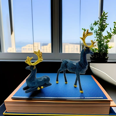 Auspicious Deer Ornaments: Resin Crafts Elk Set for Festive Home Decoration and Gifting