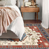 Boho Chic: Vintage Red Rugs for Living Room and Bedroom - Washable, Foldable, Faux Wool Medallion Colorful Rug - 47*63in
