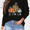 Pumpkin and It's Fall Y'all Print Sweatshirt, Casual Long Sleeve Crew Neck Sweatshirt, Women's Clothing