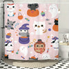 Halloween Cute Ghost Shower Curtain Set: Spooky Holiday Home Bathroom Decor for Boys and Girls