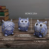 Whimsical Owls Trio: Charming Blue and White Art Decor Ornaments for a Playful Home Decor Touch!